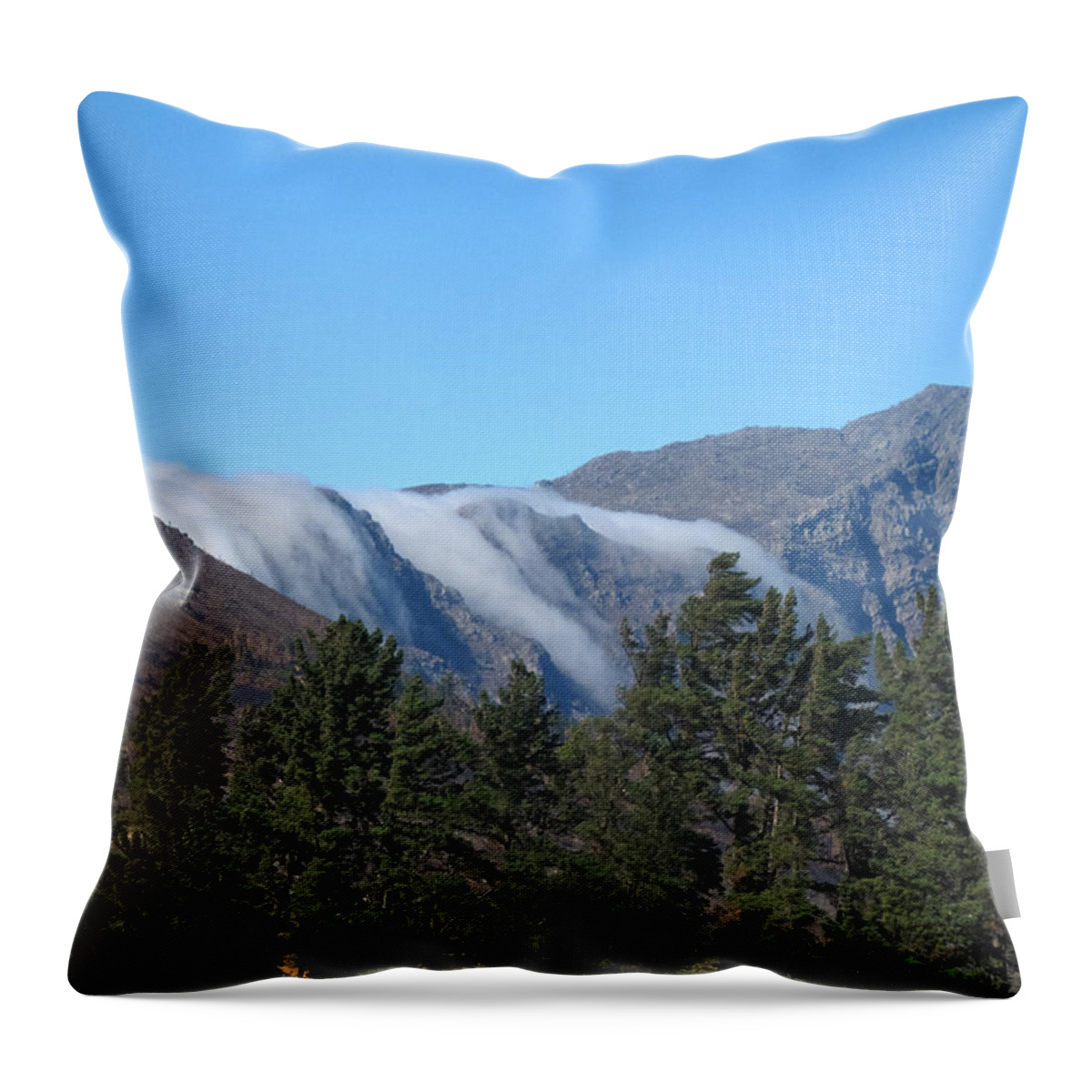 100217 Rep South Africa Expedition Throw Pillow featuring the photograph Clouds Flowing Over the Mountains by Gregory Daley MPSA