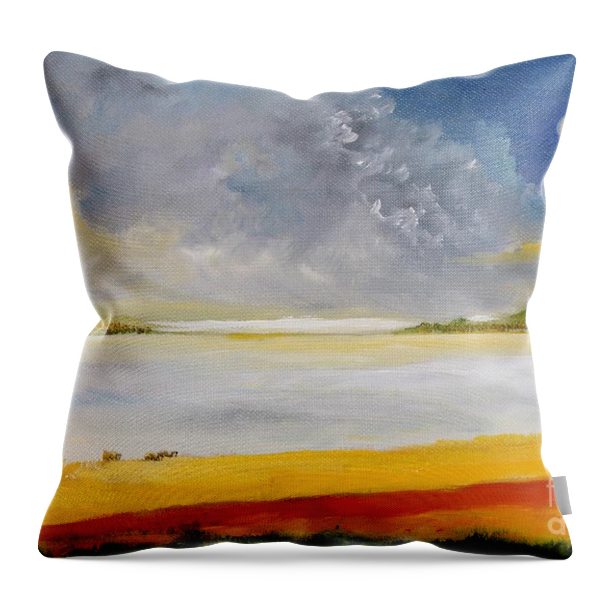  Puerto Rico Painting Throw Pillow featuring the painting Clouds Kisses by Alicia Maury