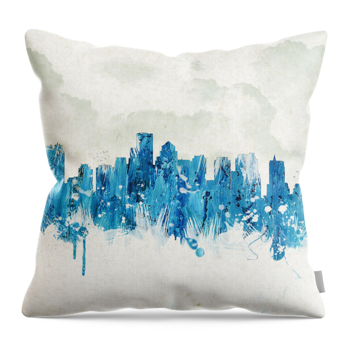  Throw Pillow featuring the digital art Clouds Over Boston Massachusetts Usa by Aged Pixel
