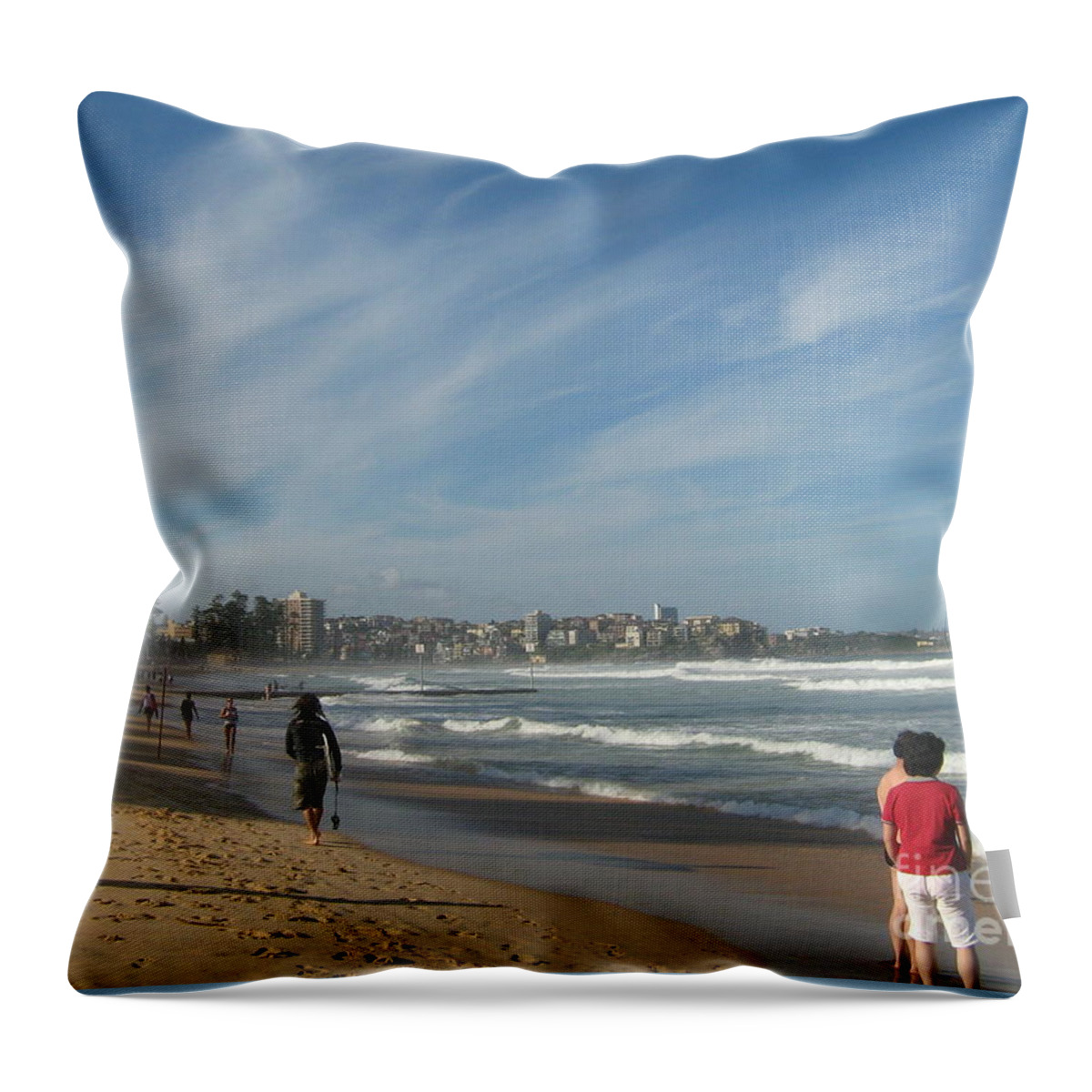 Beach Throw Pillow featuring the photograph Clouds over Manly Beach by Leanne Seymour