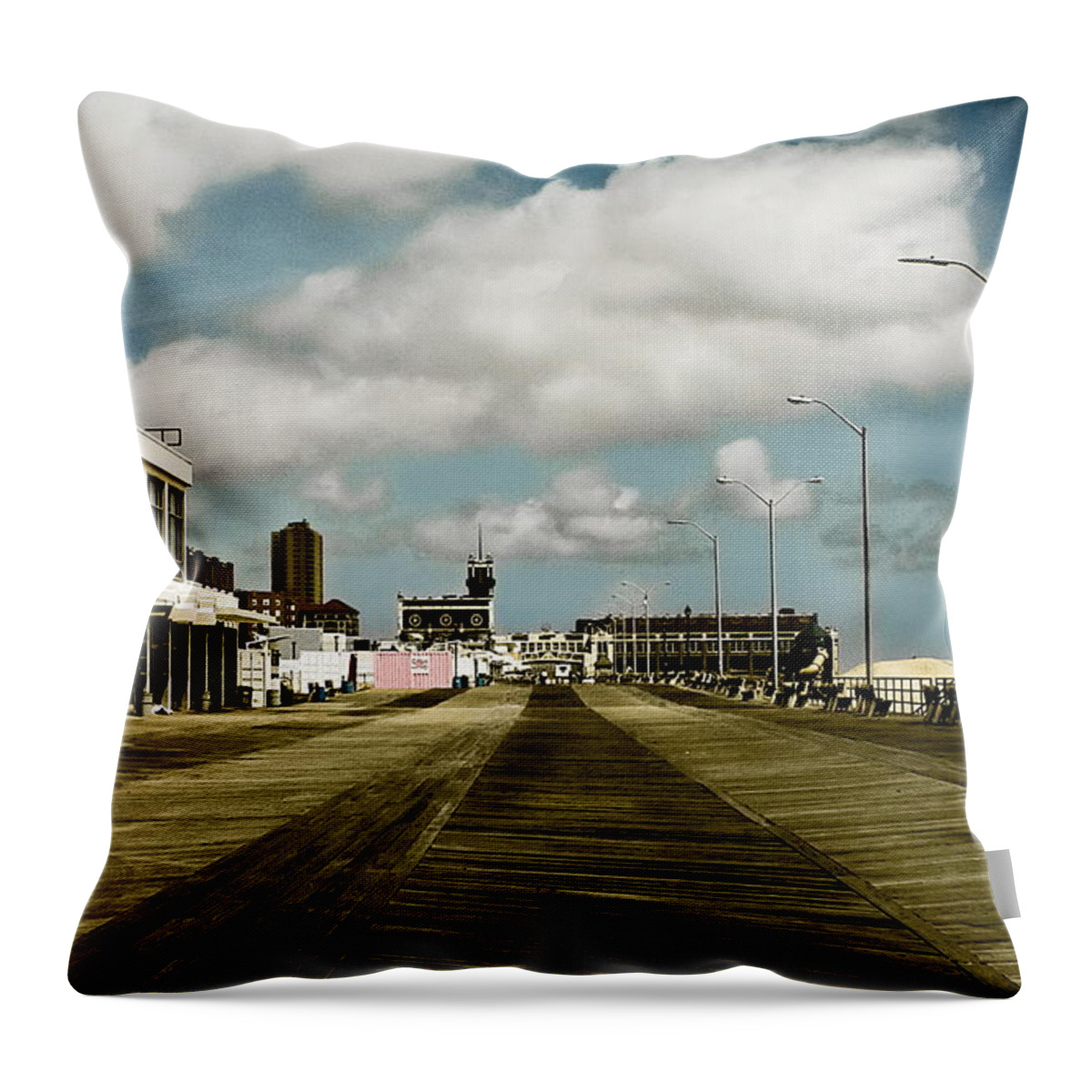 Boardwalks Throw Pillow featuring the photograph Clouds Over the Boardwalk by Colleen Kammerer