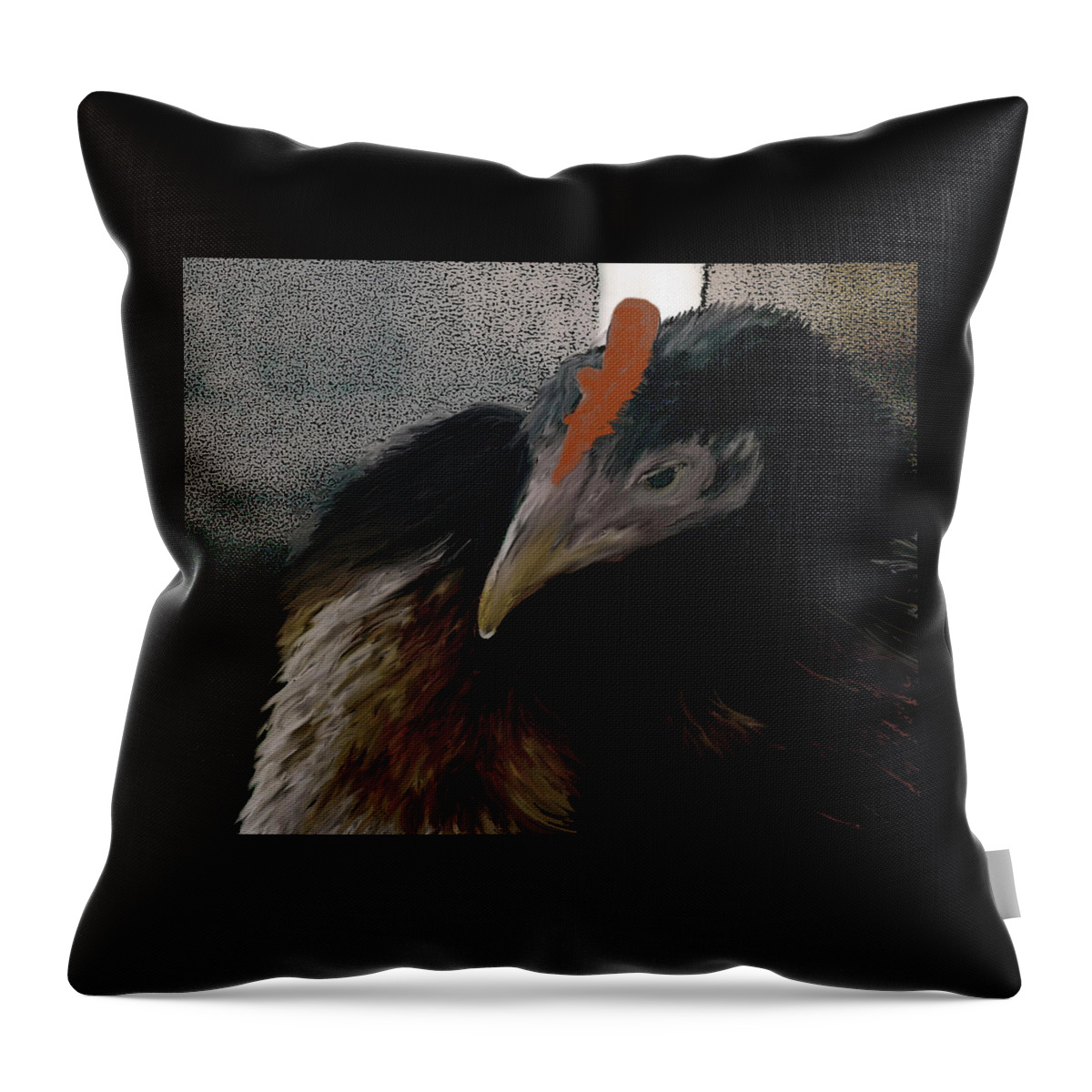 Chicken Throw Pillow featuring the digital art Cluck by Lesa Fine
