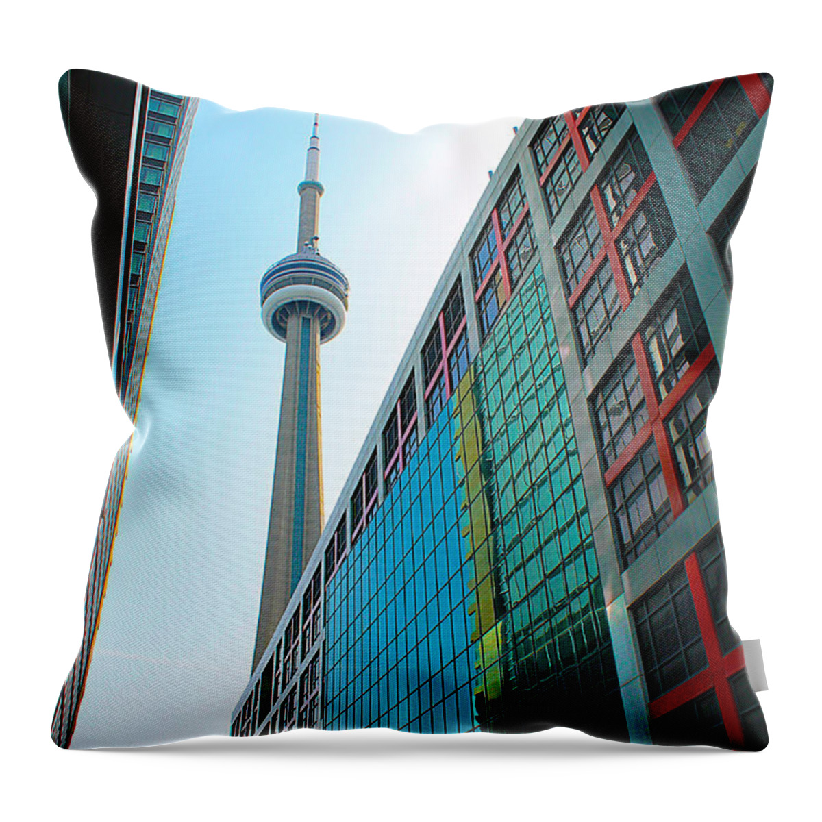 Cn Tower Throw Pillow featuring the photograph CN Tower and the CBC by Nina Silver