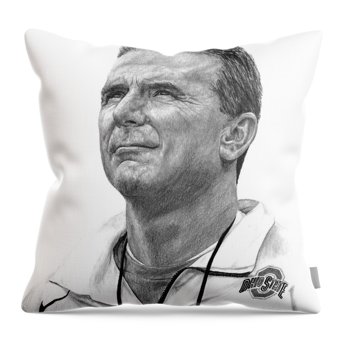 Urban Meyer Throw Pillow featuring the drawing Coach Meyer by Bobby Shaw