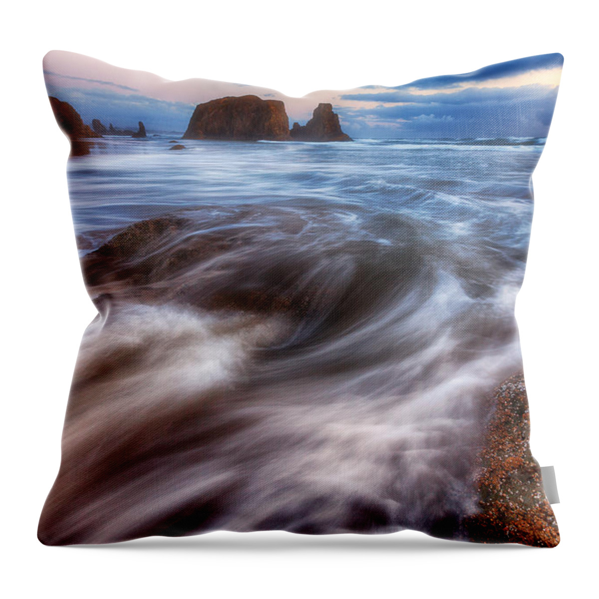 Sunset Throw Pillow featuring the photograph Coastal Flow by Darren White