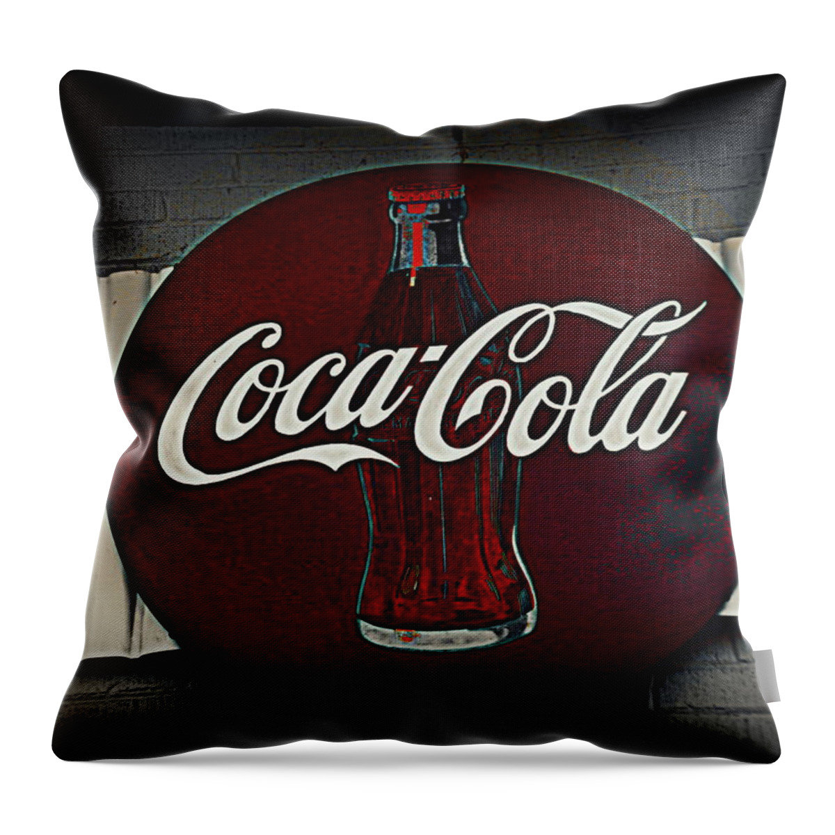 Coca Cola Throw Pillow featuring the photograph Coca Cola sign by Lisa Wooten