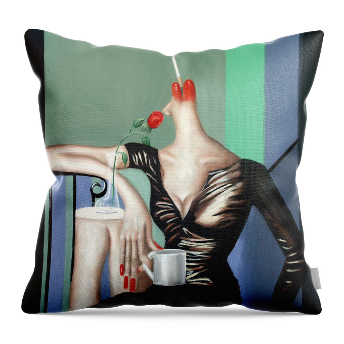 Coffee Break Framed Prints Throw Pillow featuring the painting Coffee Break by Anthony Falbo