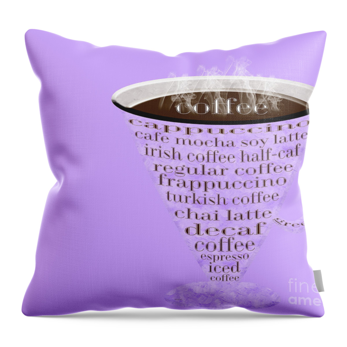Coffee Throw Pillow featuring the digital art Coffee Cup The Jetsons Purple by Andee Design