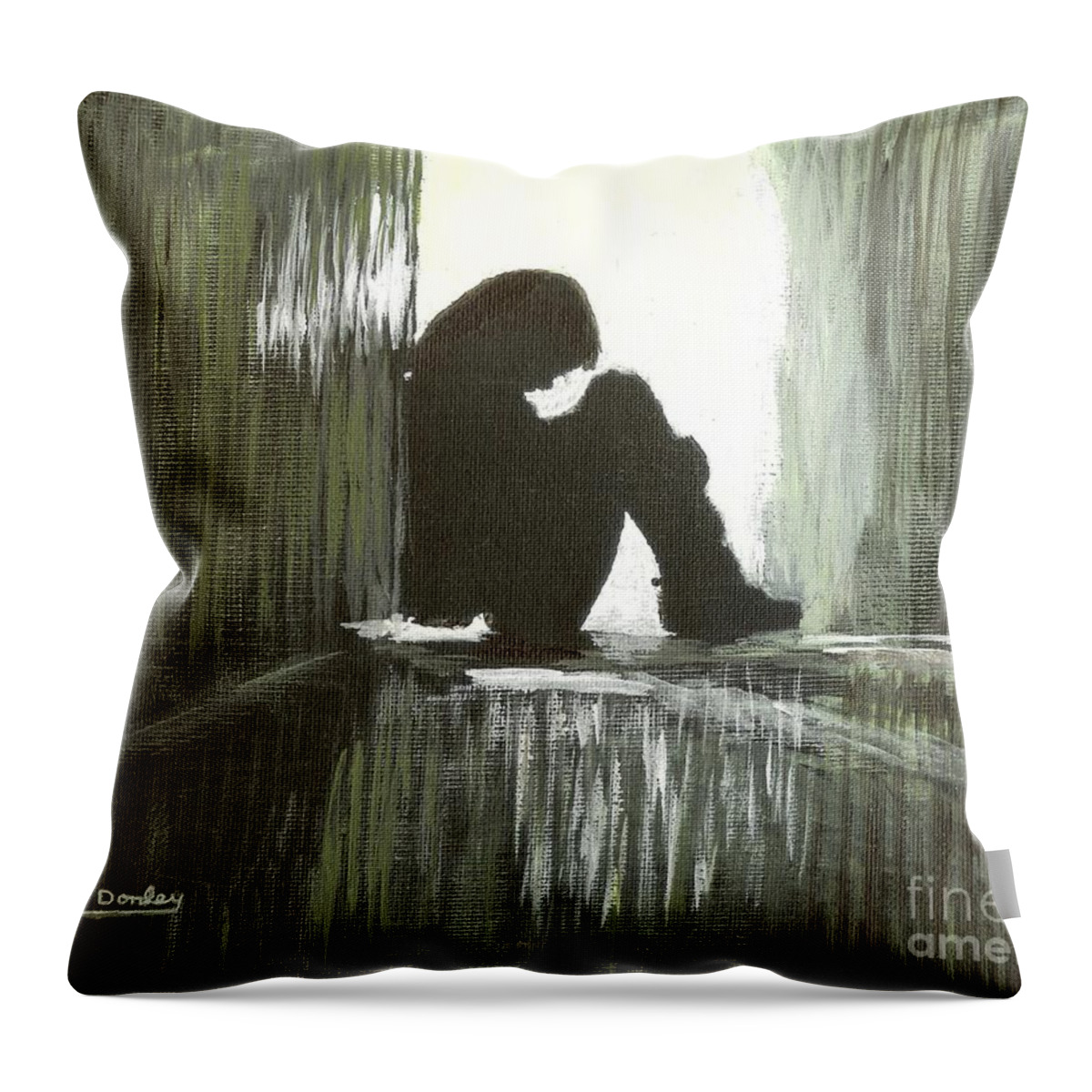 Corridor Throw Pillow featuring the painting Cold Light of Day by Ian Donley