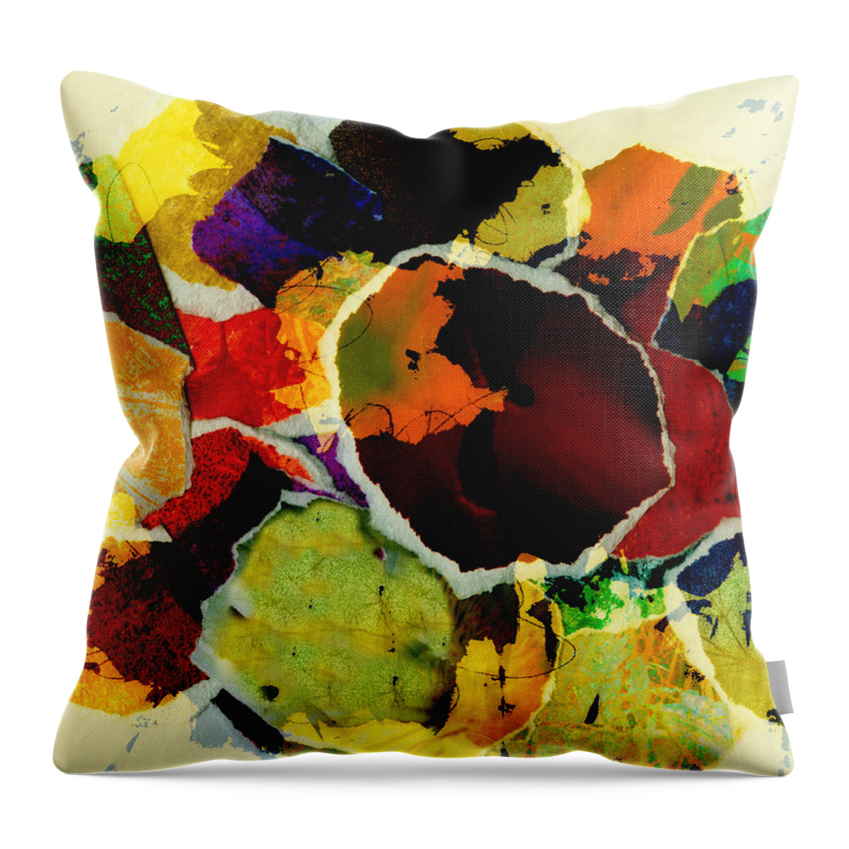 Abstract Throw Pillow featuring the digital art Collage Art Torn Paper by Ann Powell