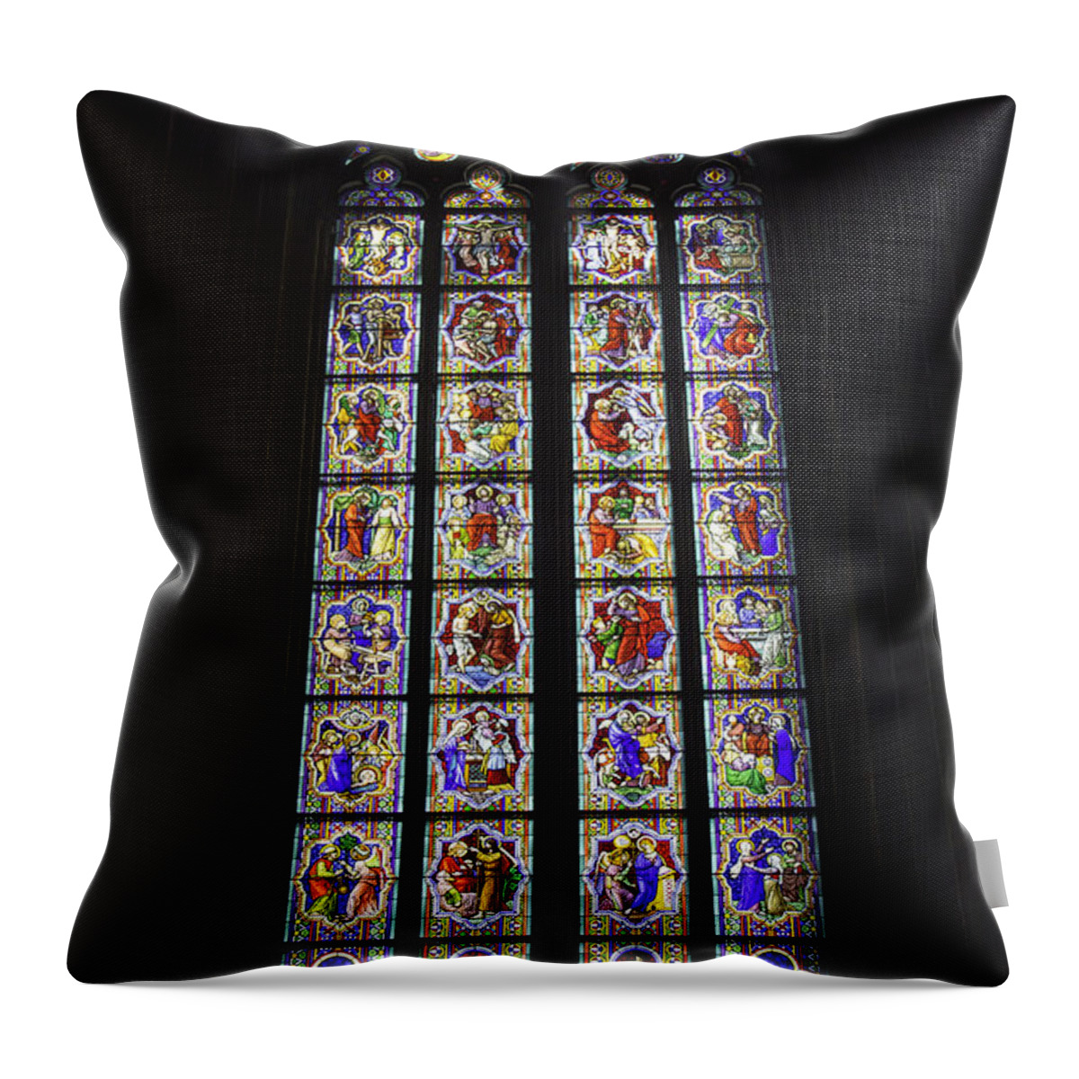 Cologne Cathedral Throw Pillow featuring the photograph Cologne Cathedral Stained Glass Life of Christ by Teresa Mucha