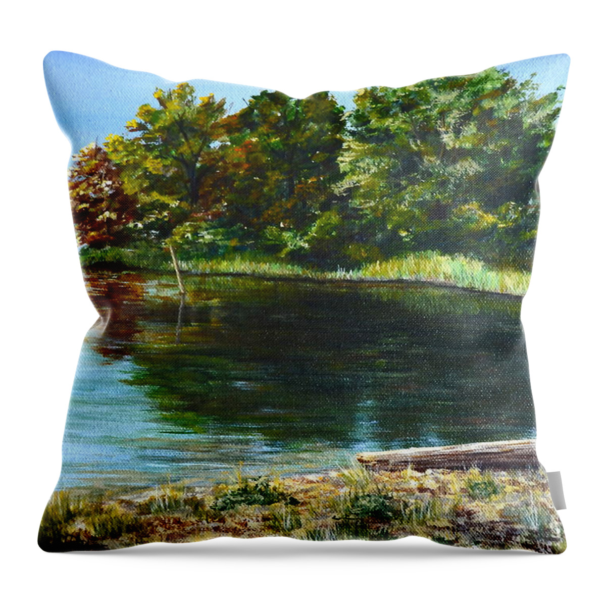 Plein Air Painting Throw Pillow featuring the painting Colonial Beach by AnnaJo Vahle