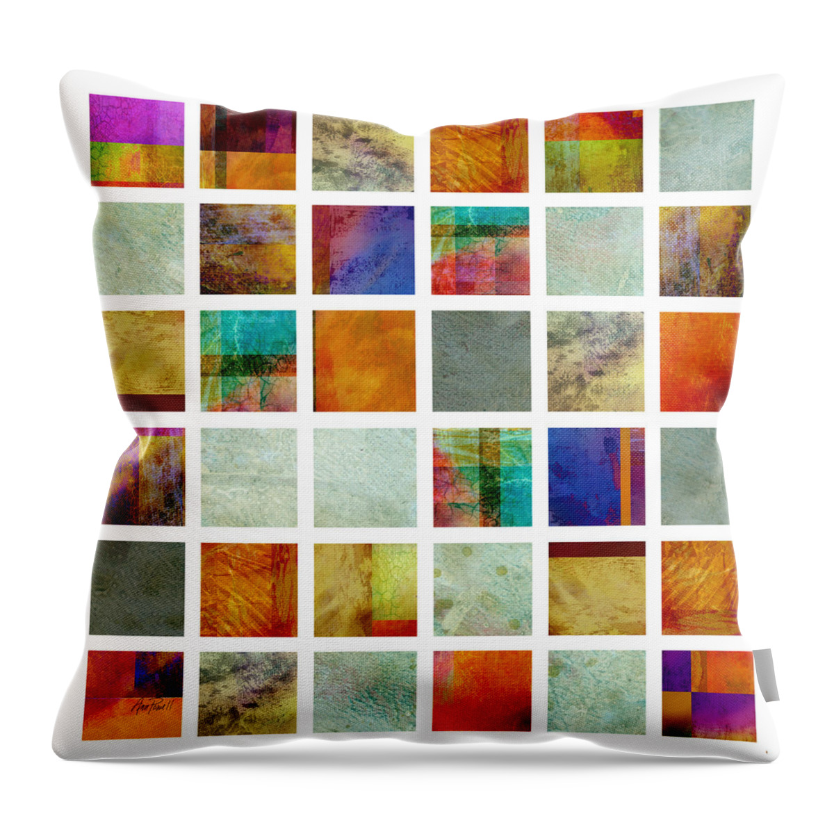 Abstract Throw Pillow featuring the painting Color Block collage abstract art by Ann Powell
