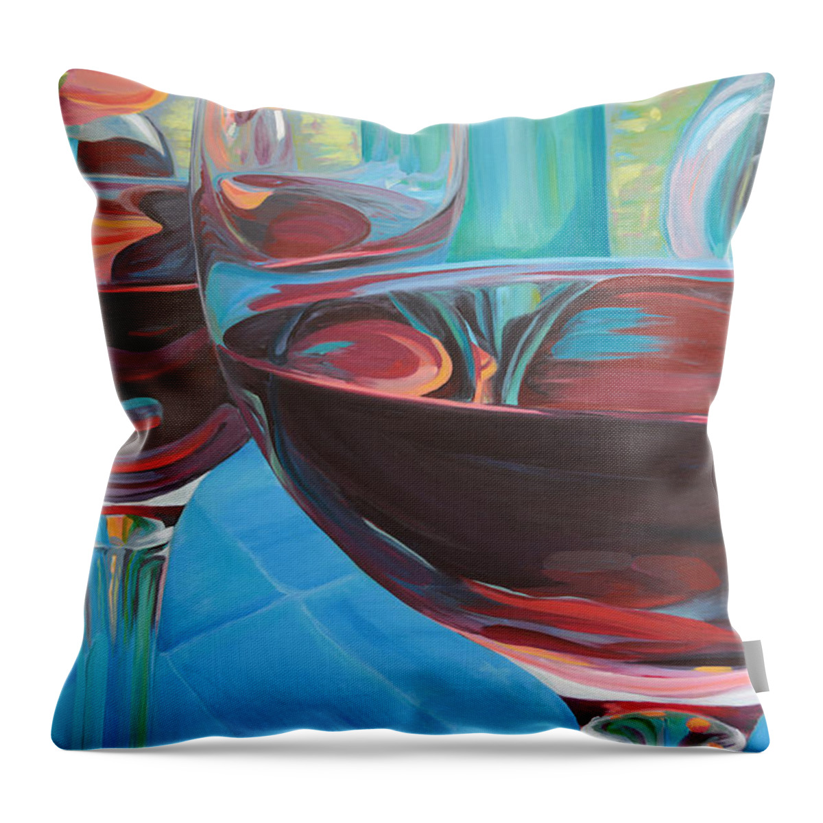 Wine Throw Pillow featuring the painting Color Flow by Trina Teele
