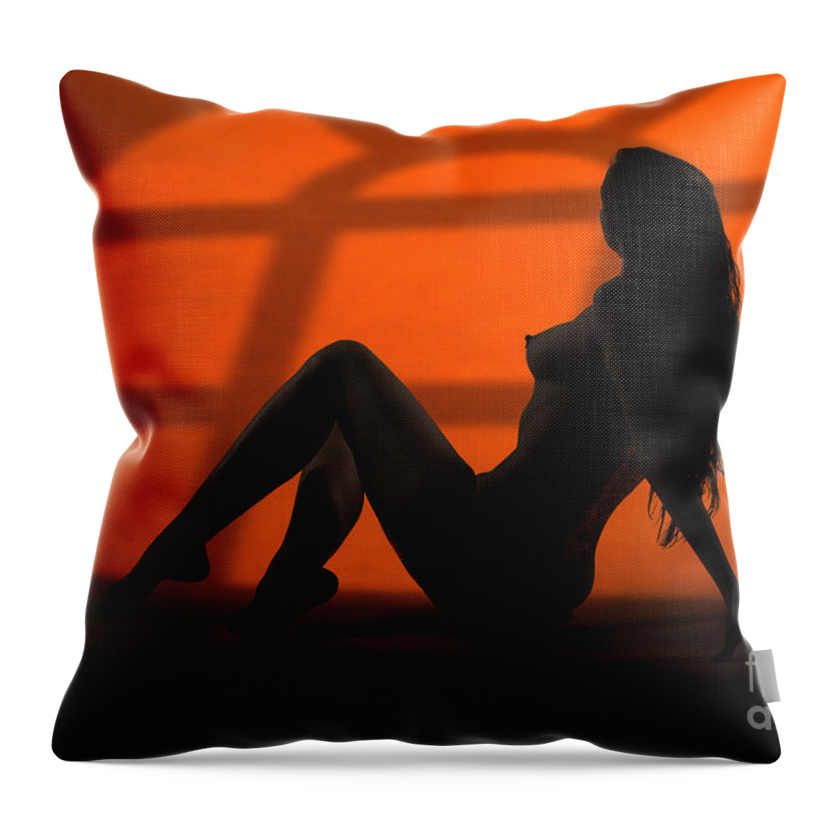 Silhouette Throw Pillow featuring the photograph Color Silhouette Nude In Window by Kendree Miller
