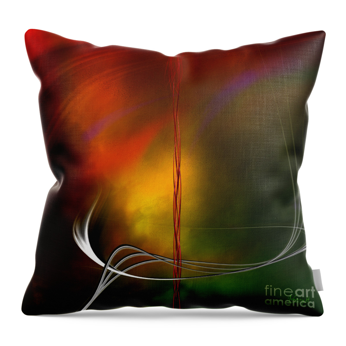 Floating Throw Pillow featuring the digital art Color symphony with red flow 1 by Johnny Hildingsson