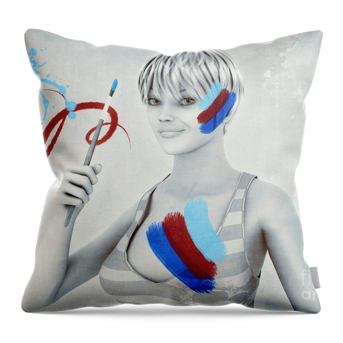 3d Throw Pillow featuring the digital art Color your Life by Jutta Maria Pusl