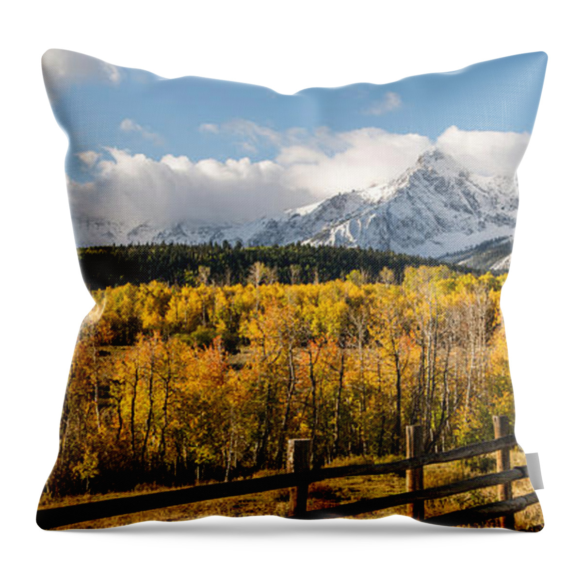 Colorado Throw Pillow featuring the photograph Colorado Gold Panorama by Aaron Spong