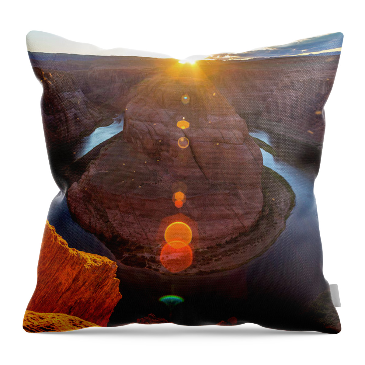 Scenics Throw Pillow featuring the photograph Colorado River, Horseshoe Bend In by Deimagine
