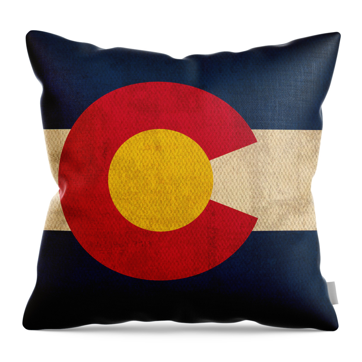 Colorado State Flag Art On Worn Canvas Throw Pillow featuring the mixed media Colorado State Flag Art on Worn Canvas by Design Turnpike