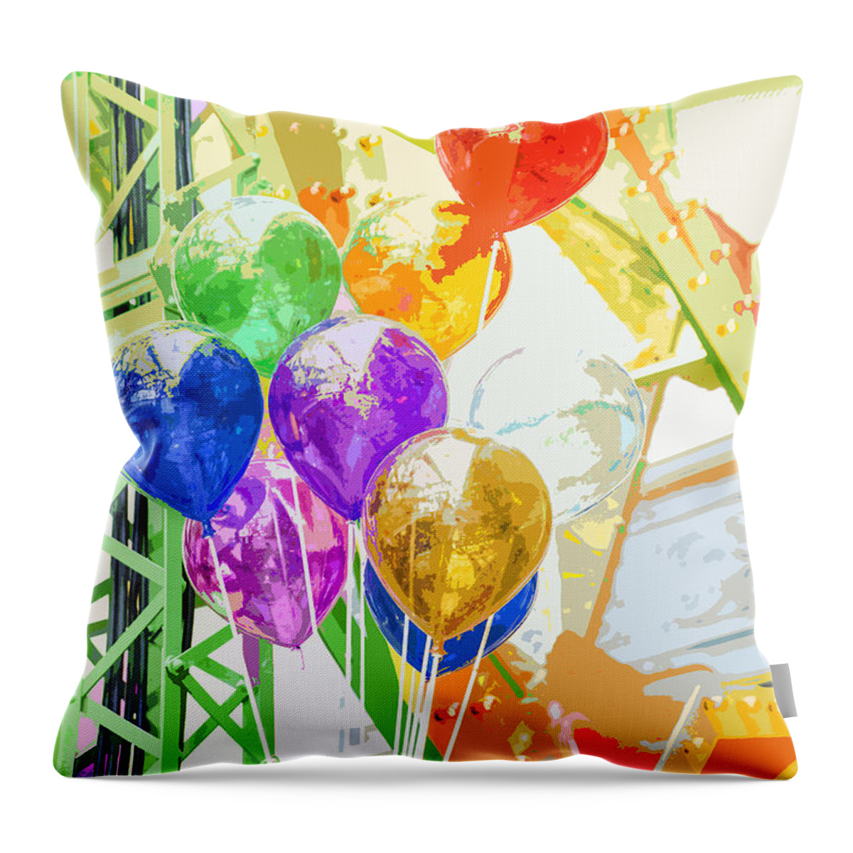 Balloons Throw Pillow featuring the photograph Colored Balloons by Susan Stone
