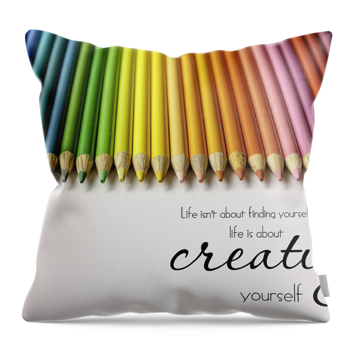 Art Throw Pillow featuring the photograph Colored Pencil Rainbow by Teri Virbickis