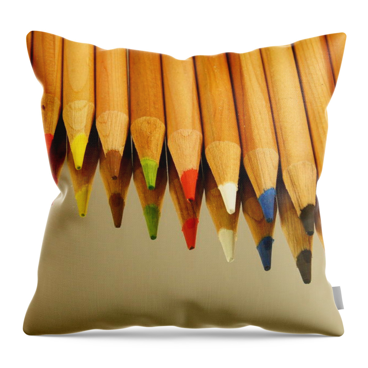 Pencils Throw Pillow featuring the photograph Colored Pencils by Kathy Churchman