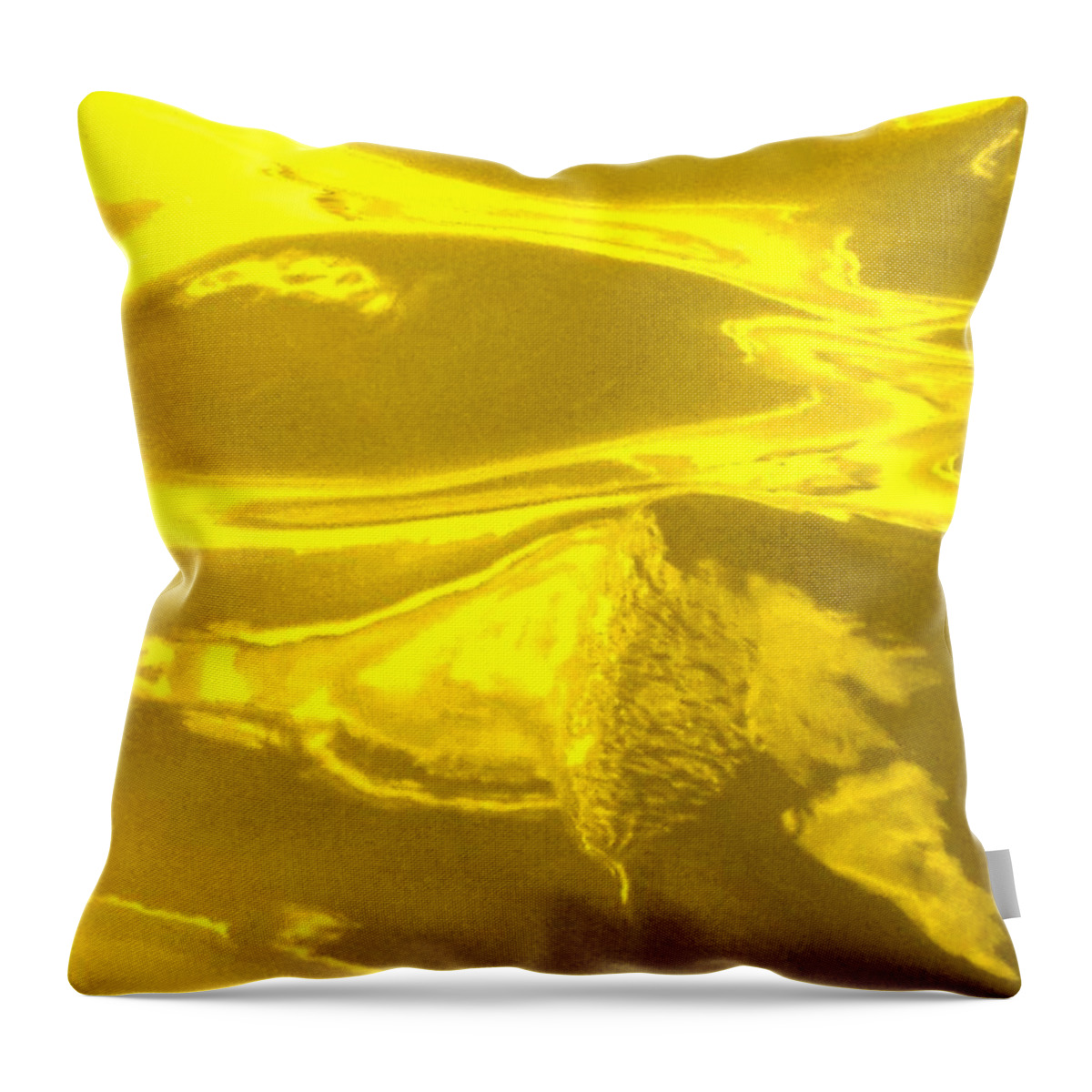 Multi Panel Throw Pillow featuring the photograph Colored Wave Yellow Panel Four by Stephen Jorgensen