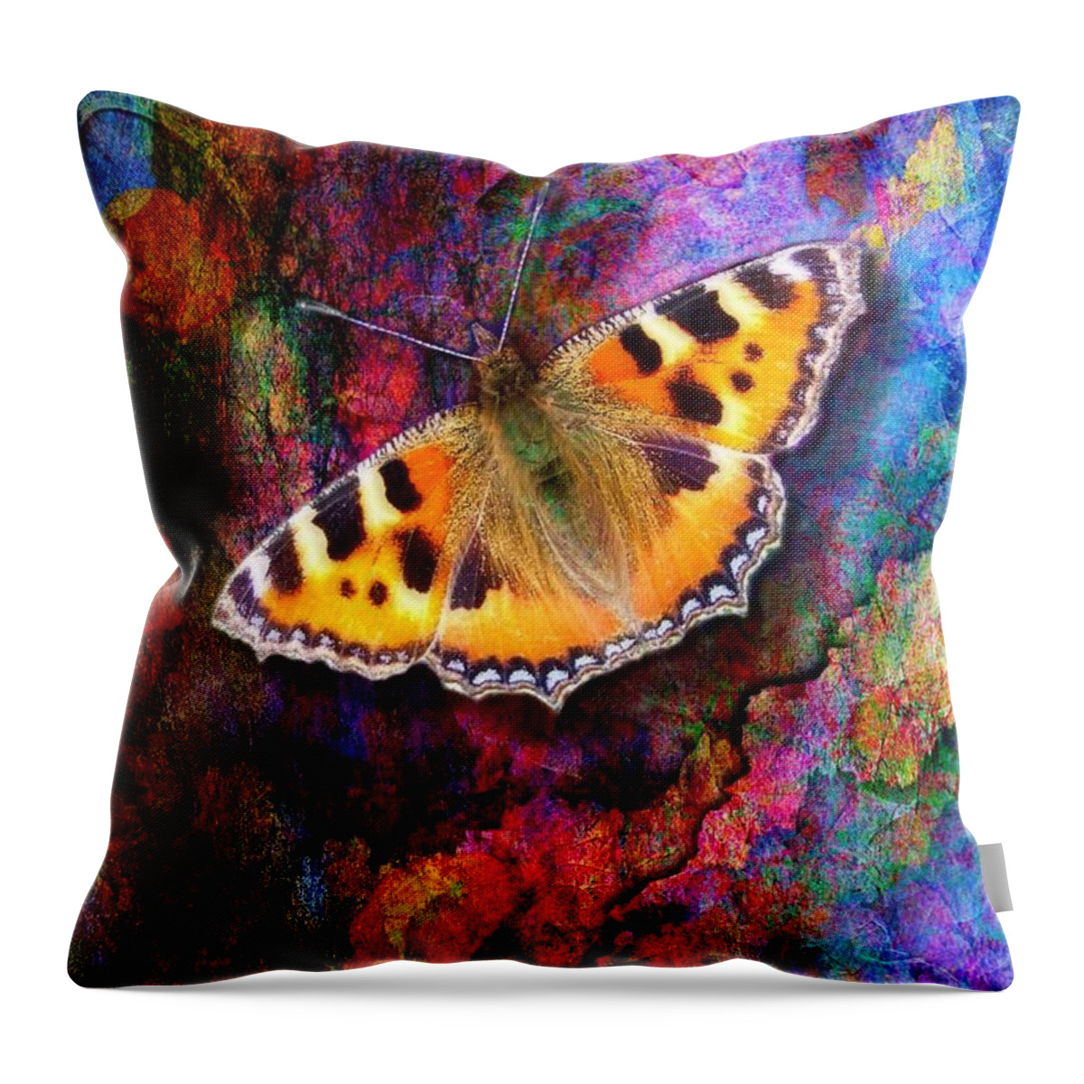 Colorful Throw Pillow featuring the digital art Colorful butterfly by Lilia S