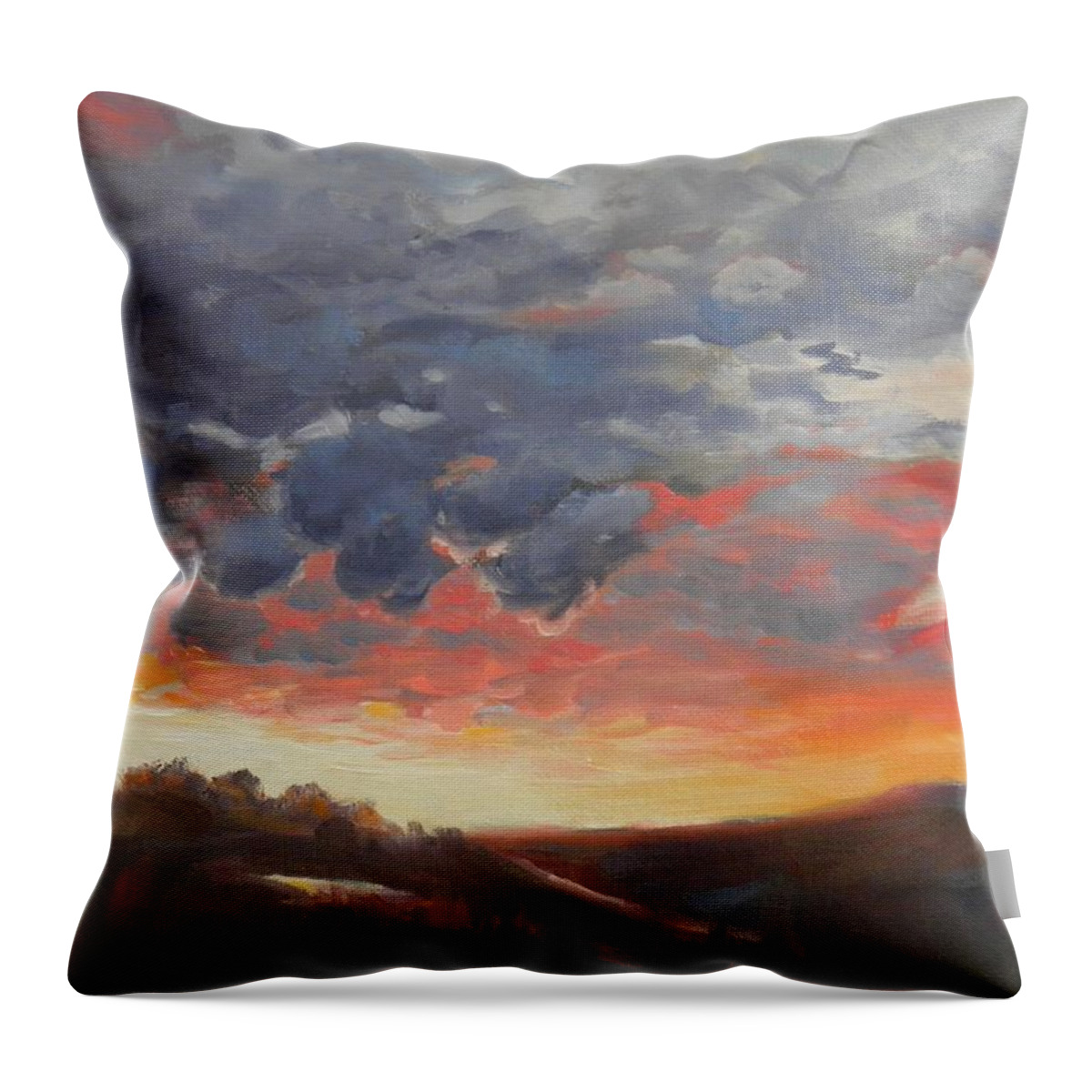 Storm Clouds Throw Pillow featuring the painting Colorful Clouds by Sharon Casavant