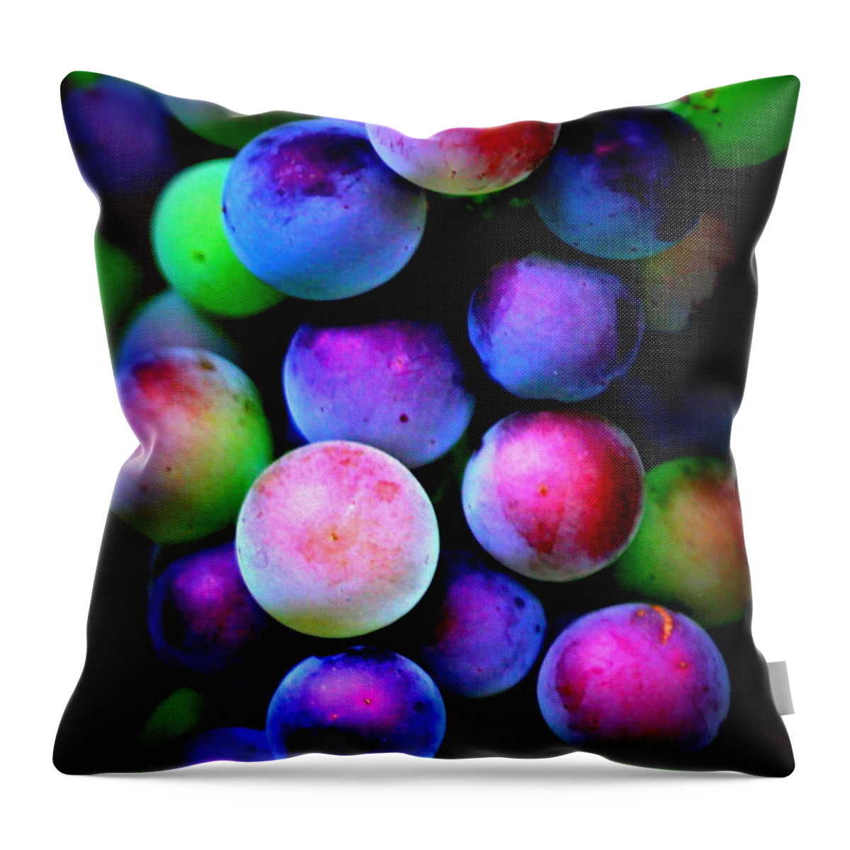 Grapes Throw Pillow featuring the photograph Colorful Grapes - Digital Art by Carol Groenen
