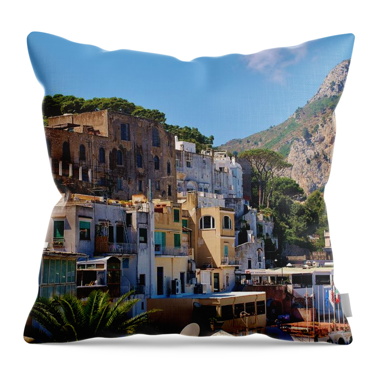 Capri Throw Pillow featuring the photograph Colorful houses in Capri by Dany Lison