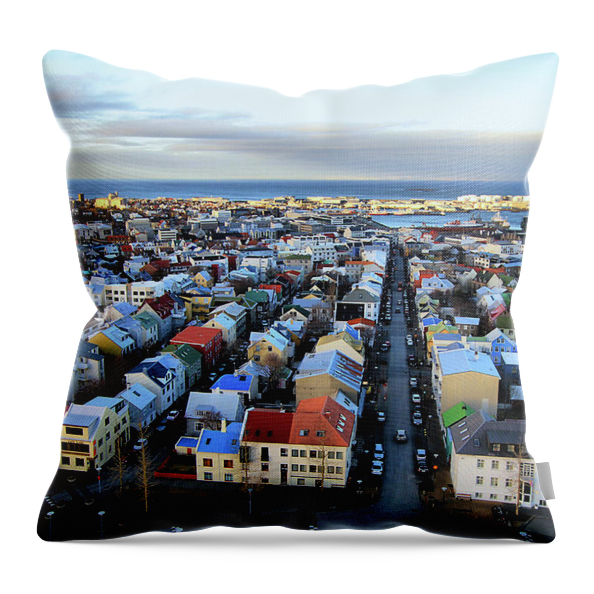 Built Structure Throw Pillow featuring the photograph Colorful Reykjavik, Iceland, Cityscape by L. Toshio Kishiyama