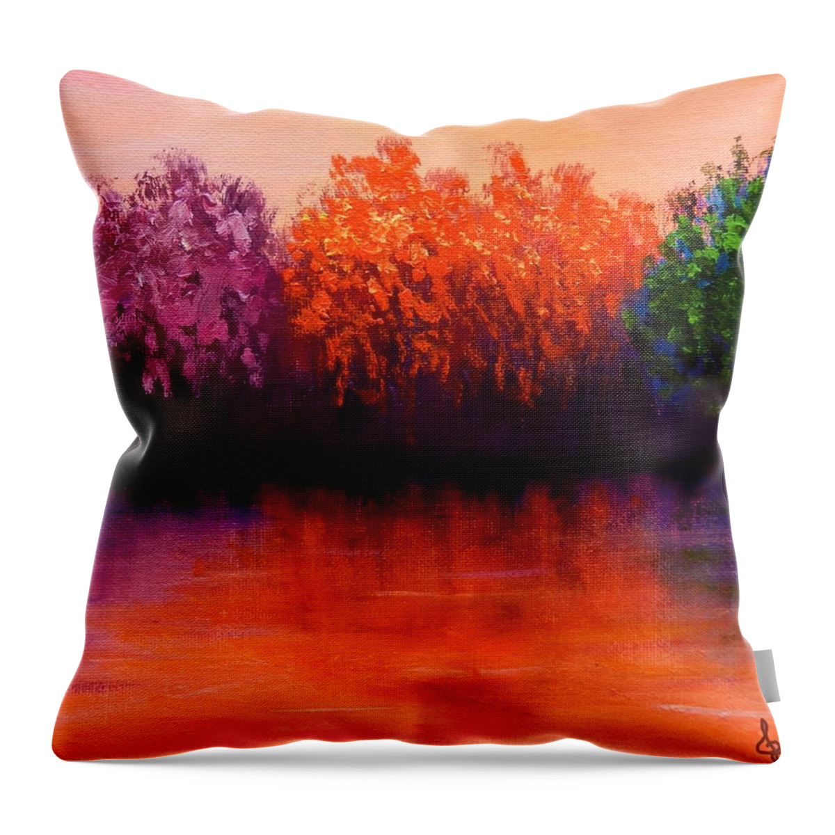 Seasons Throw Pillow featuring the painting Colorful Seasons by Lilia S