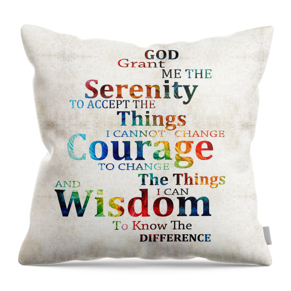 Serenity Prayer Throw Pillow featuring the painting Colorful Serenity Prayer by Sharon Cummings by Sharon Cummings