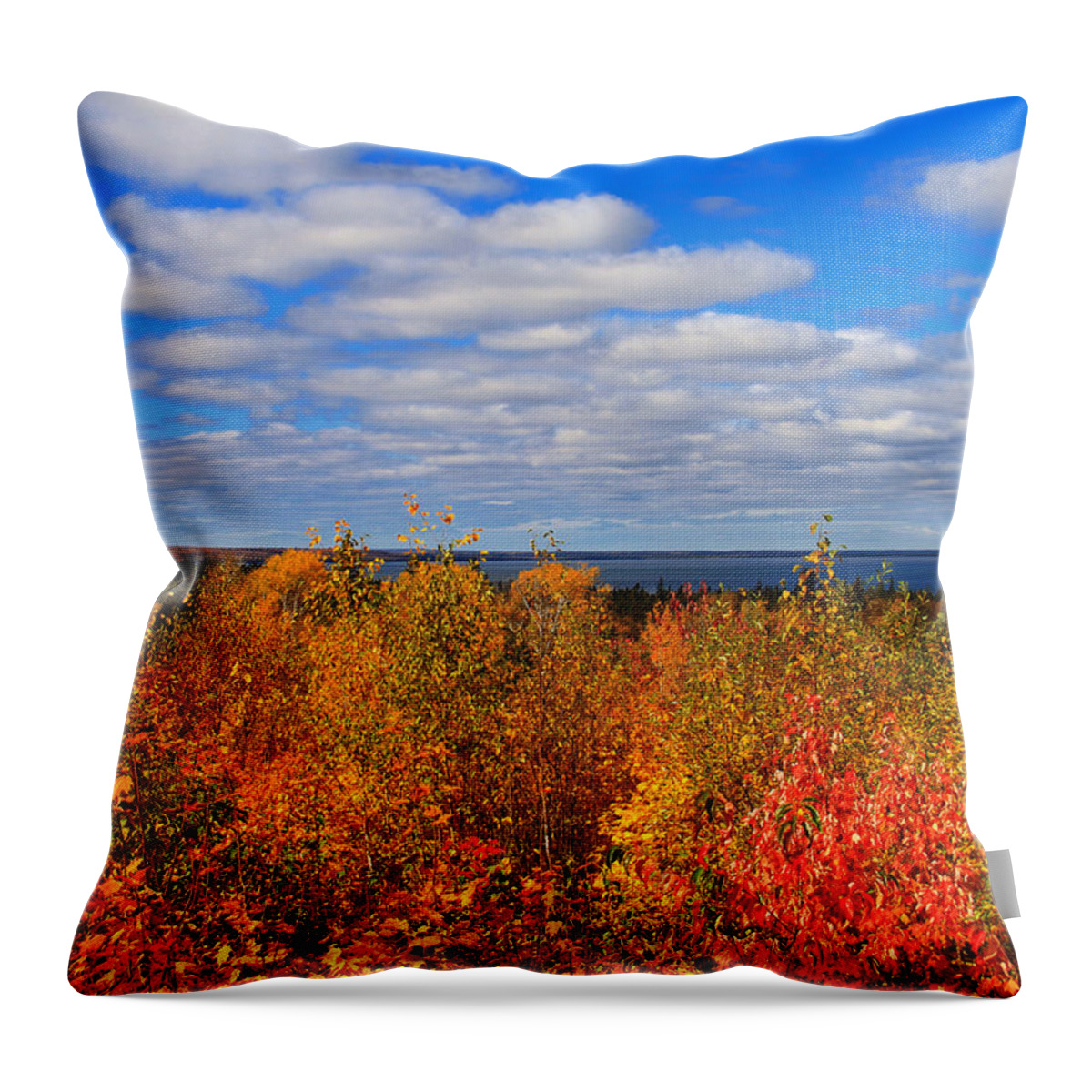 Colors Above Lake Superior Throw Pillow featuring the photograph Colors Above Lake Superior by Rachel Cohen