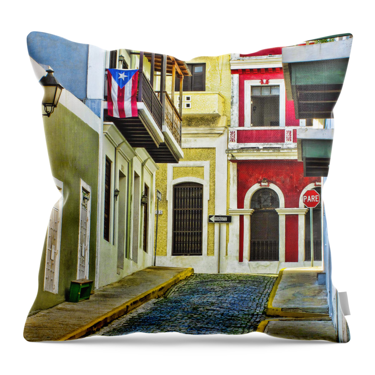 San Juan Throw Pillow featuring the photograph Colors of Old San Juan Puerto Rico by Carter Jones