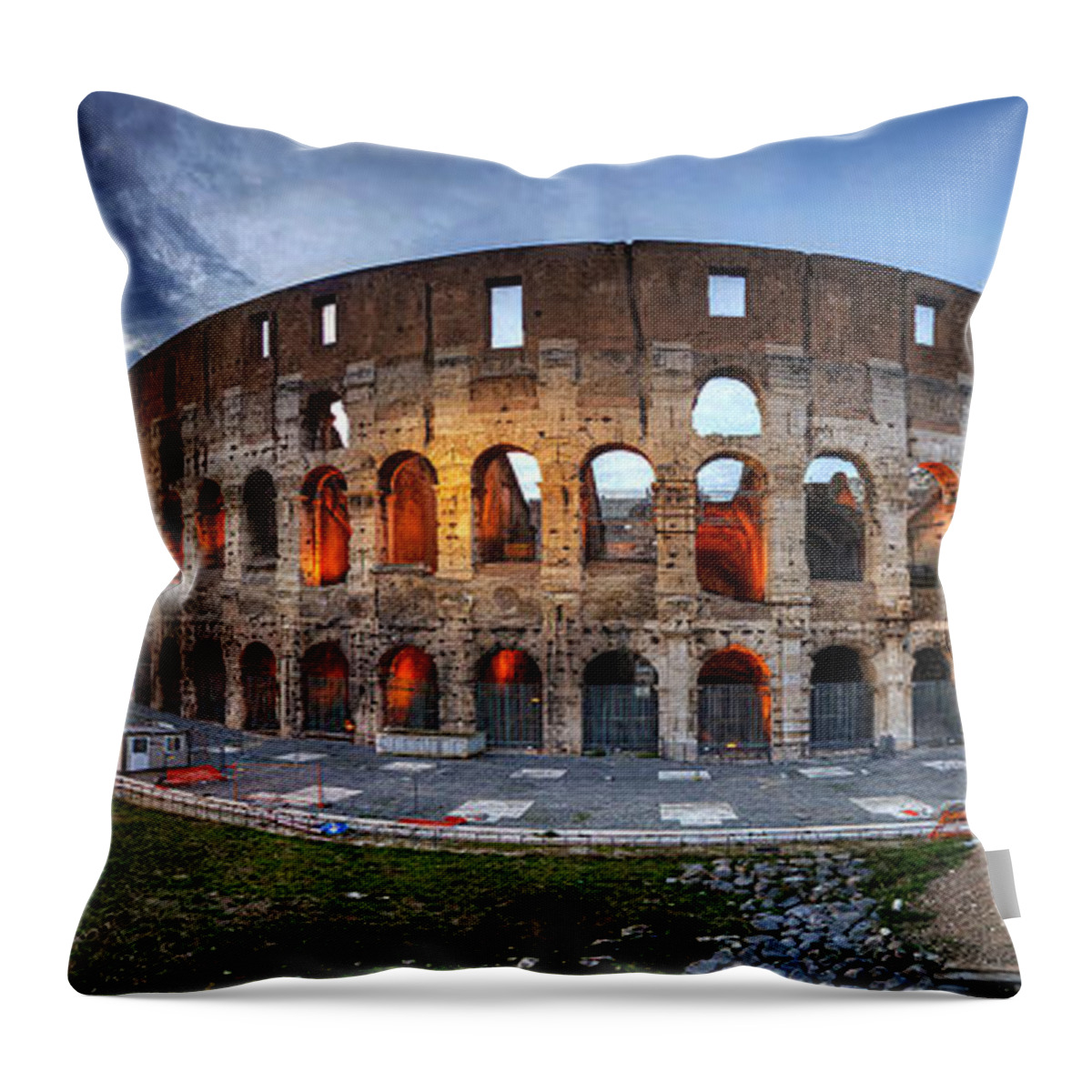 Yhun Suarez Throw Pillow featuring the photograph Colosseo Panorama by Yhun Suarez