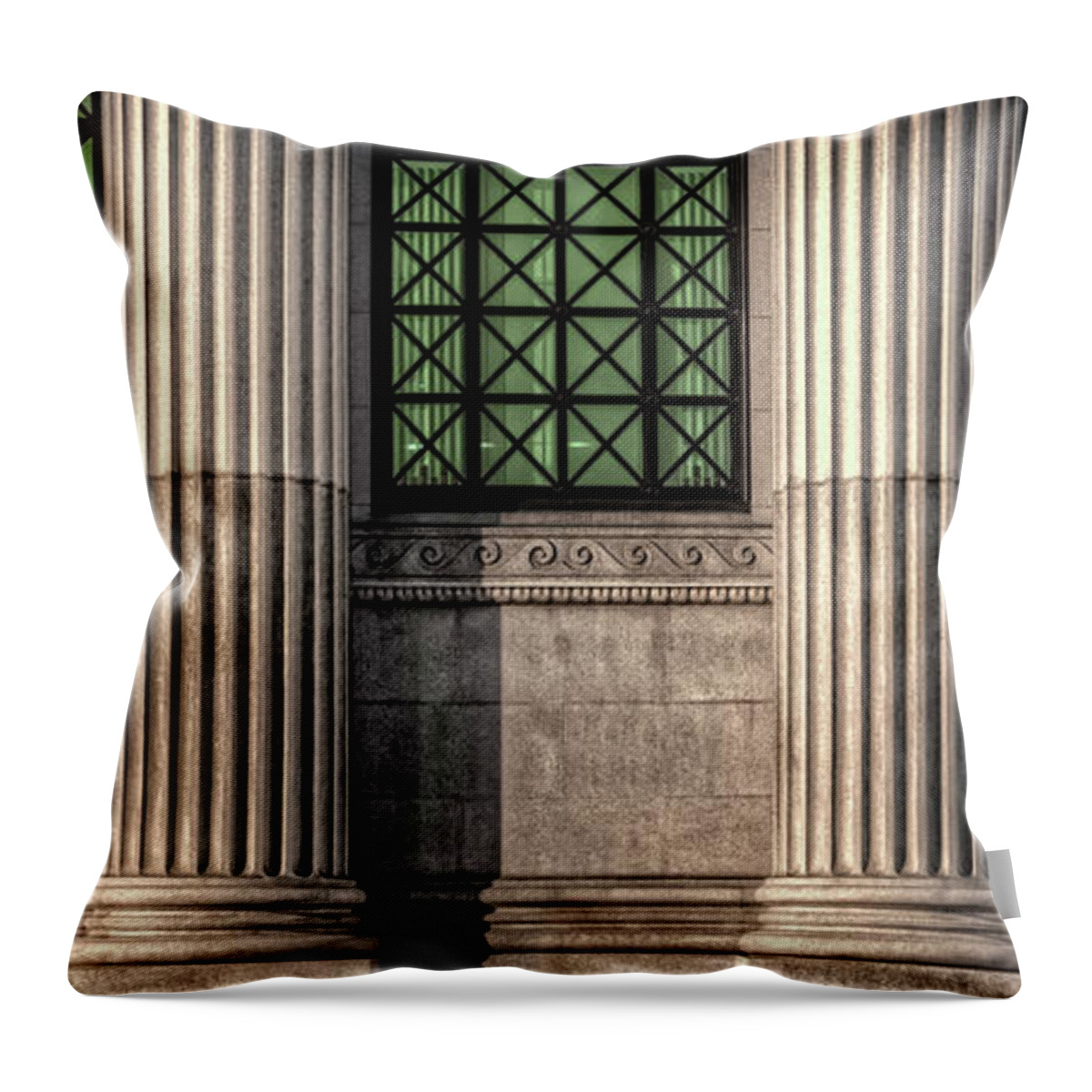 Shadow Throw Pillow featuring the photograph Columns On An Old Building by Thomas Winz