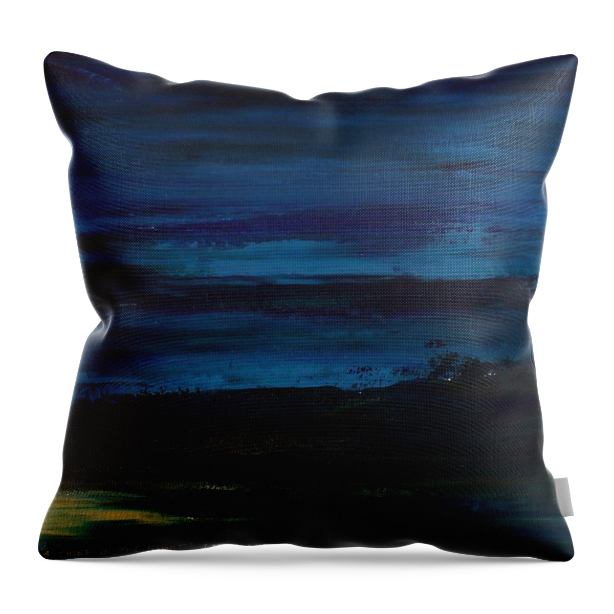 Night Throw Pillow featuring the painting Cometh as a Thief in the Night by Christine Nichols