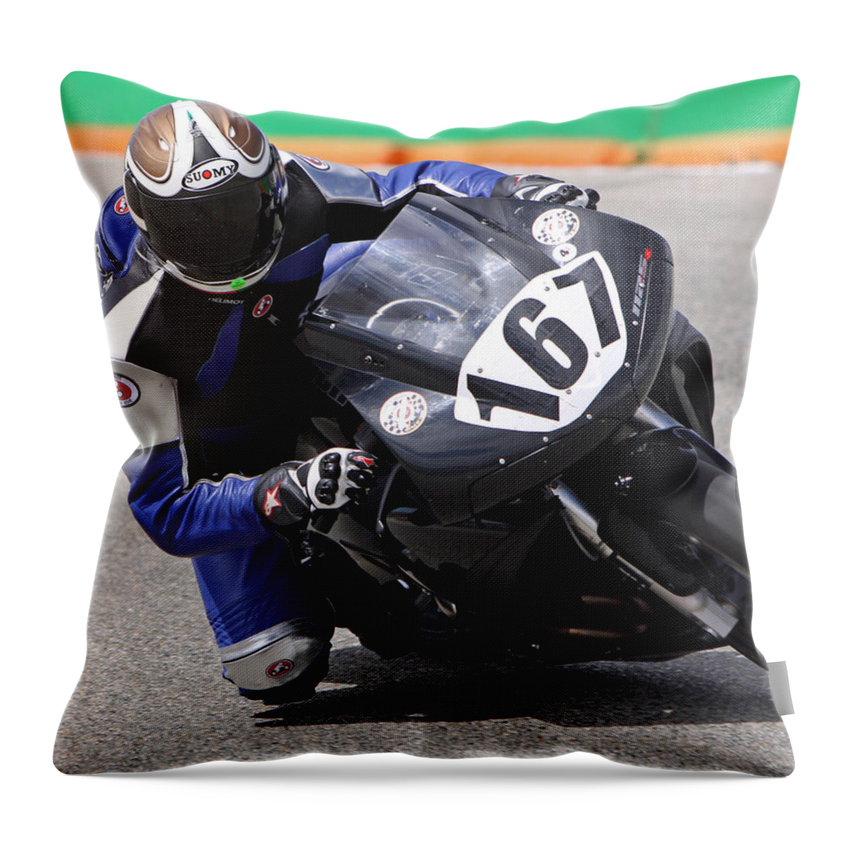 Motorsports Throw Pillow featuring the photograph Coming Into The Curve by Shoal Hollingsworth