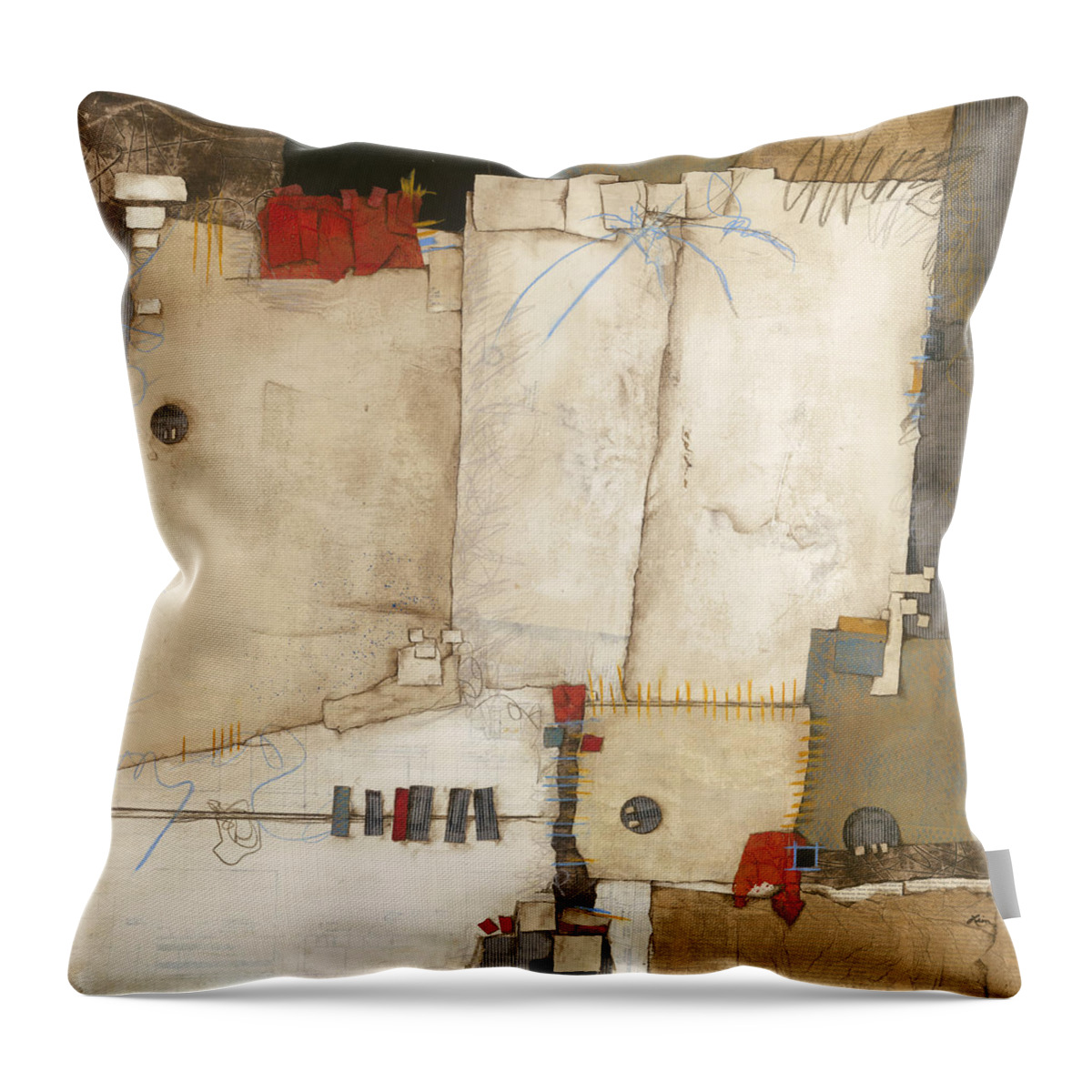 Collage Throw Pillow featuring the mixed media Communication R we really listening by Laura Lein-Svencner