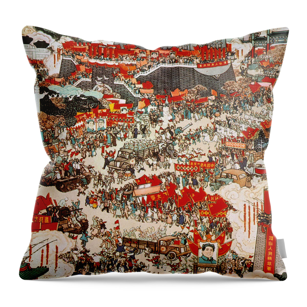 1949 Throw Pillow featuring the painting Communist Revolution 1949 by Granger