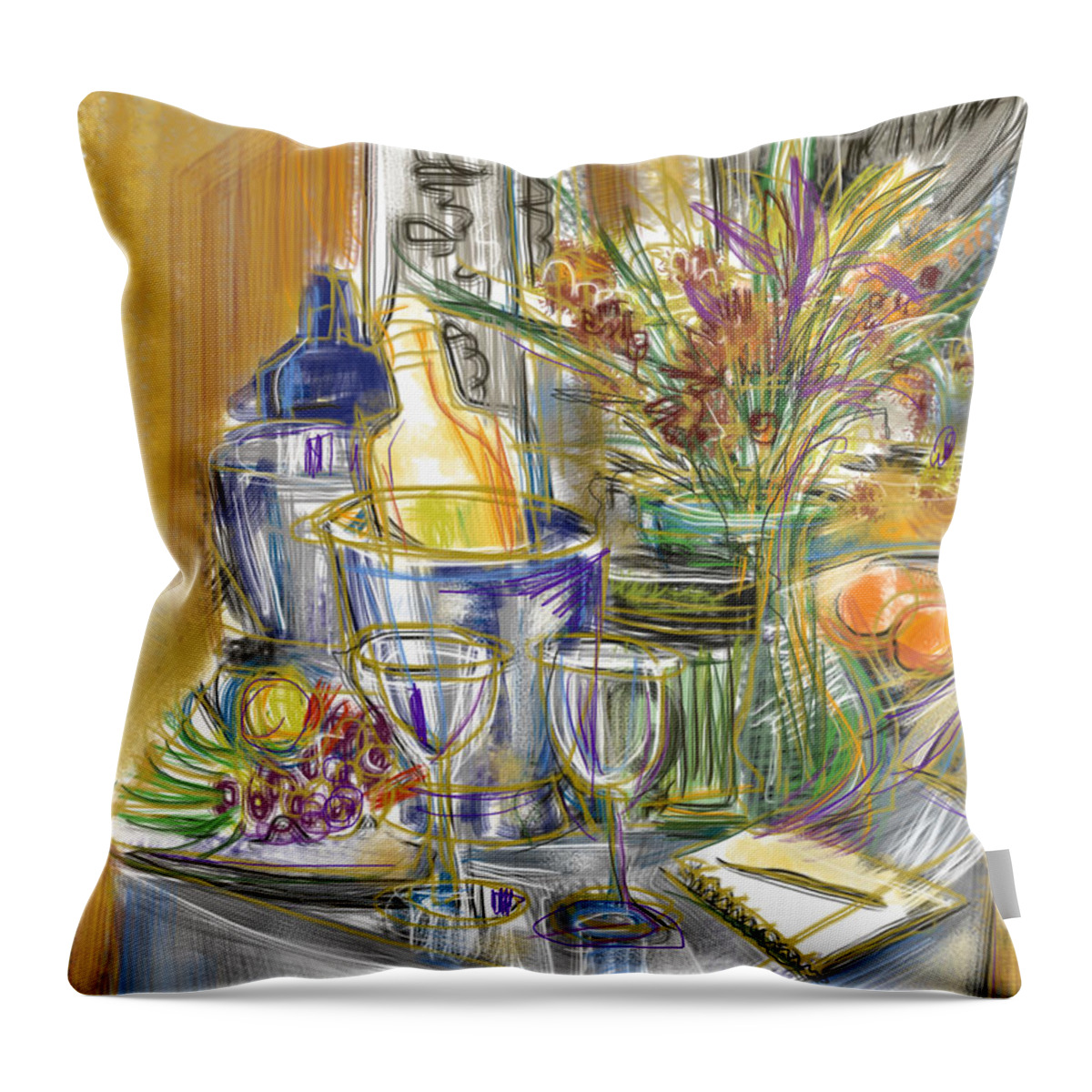 Still Life Throw Pillow featuring the mixed media Compliments of Blondie N. by Russell Pierce
