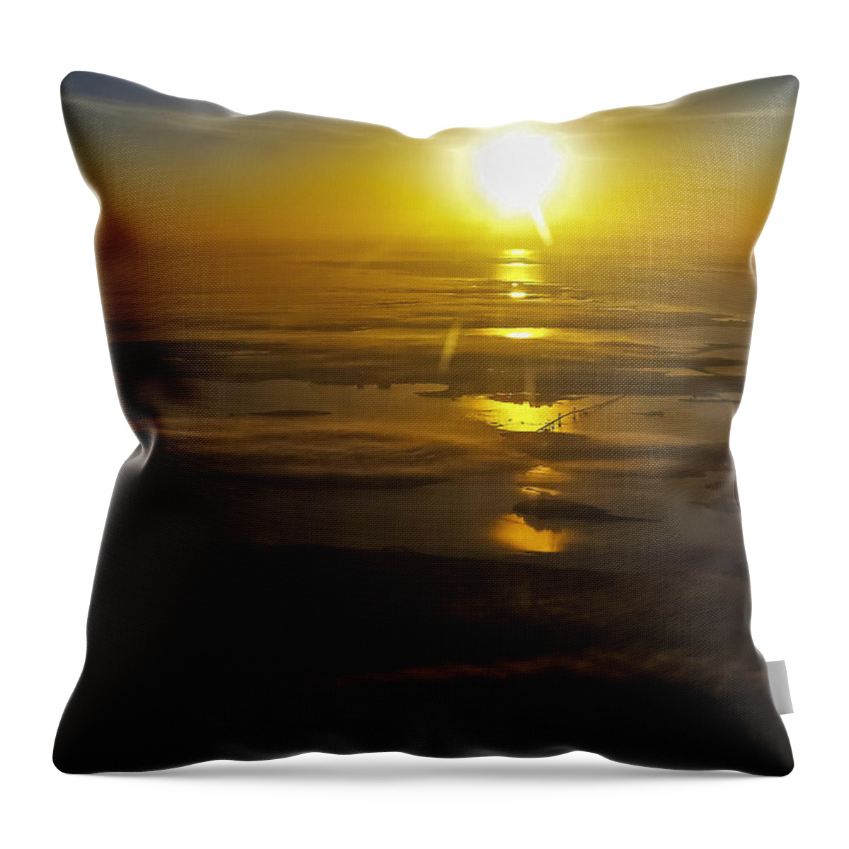 Conanicut Island Throw Pillow featuring the photograph Conanicut Island and Narragansett Bay Sunrise II by Greg Reed
