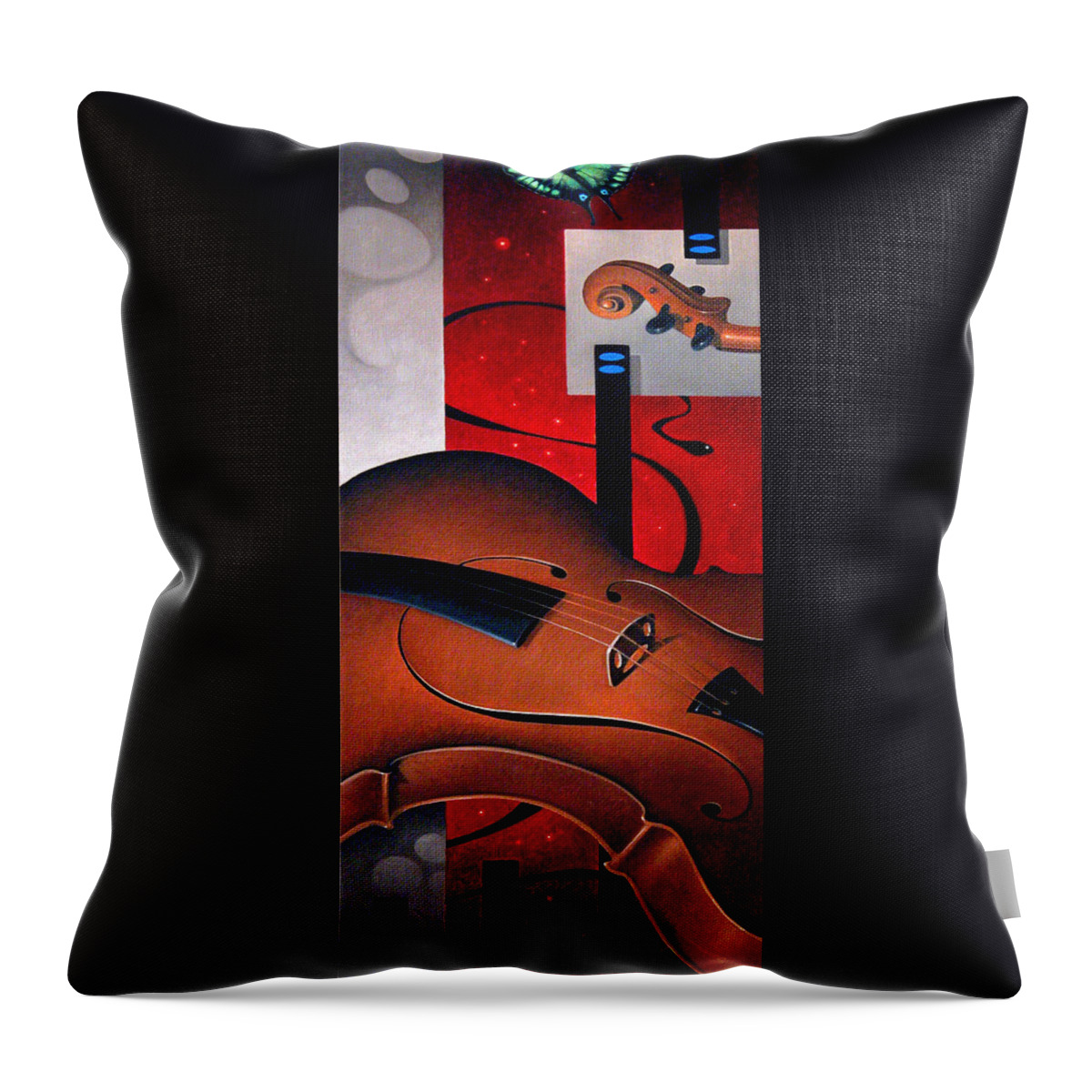 Oil Painting Throw Pillow featuring the painting Concerto of Good and Evil by T S Carson