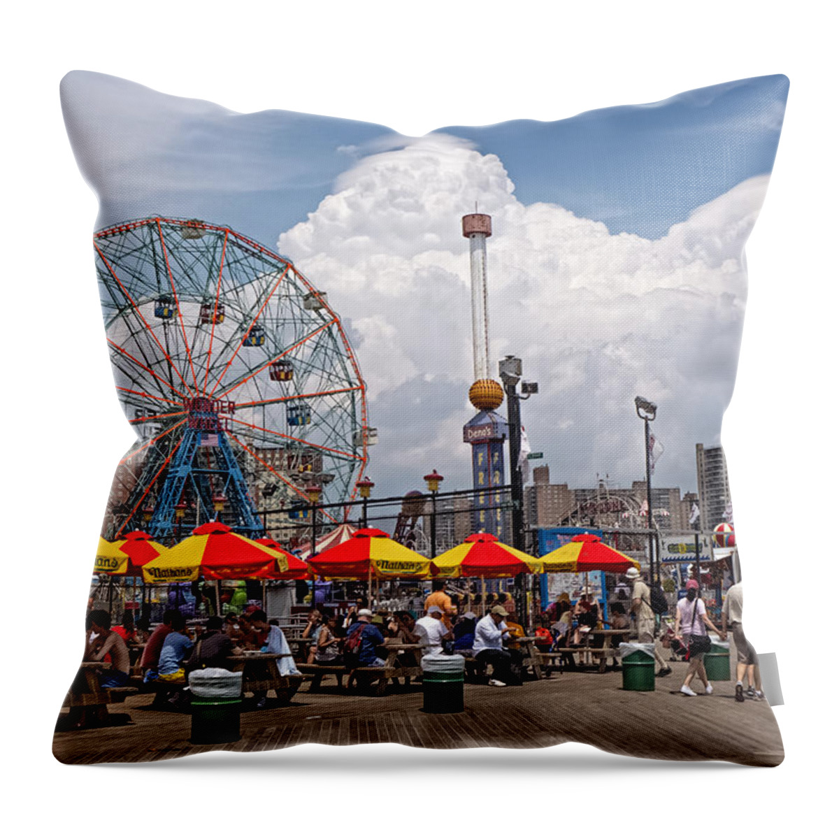 Amusement Park Throw Pillow featuring the photograph Coney Island June 2013 by Frank Winters