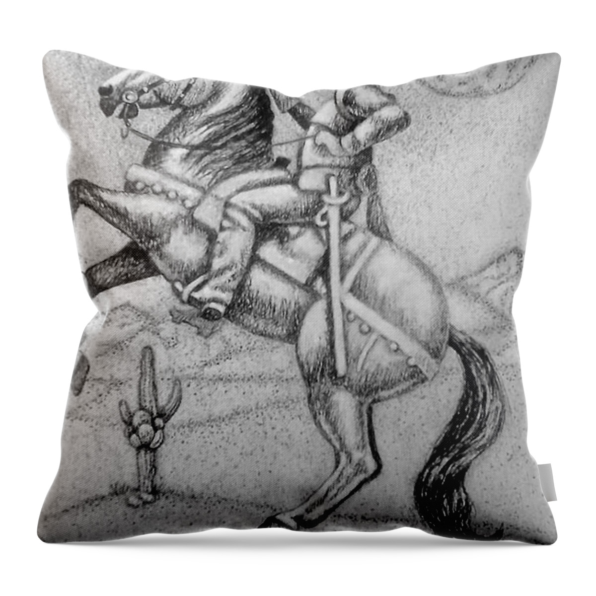 Art Throw Pillow featuring the drawing Conquistador Hernan Cortes by Bern Miller