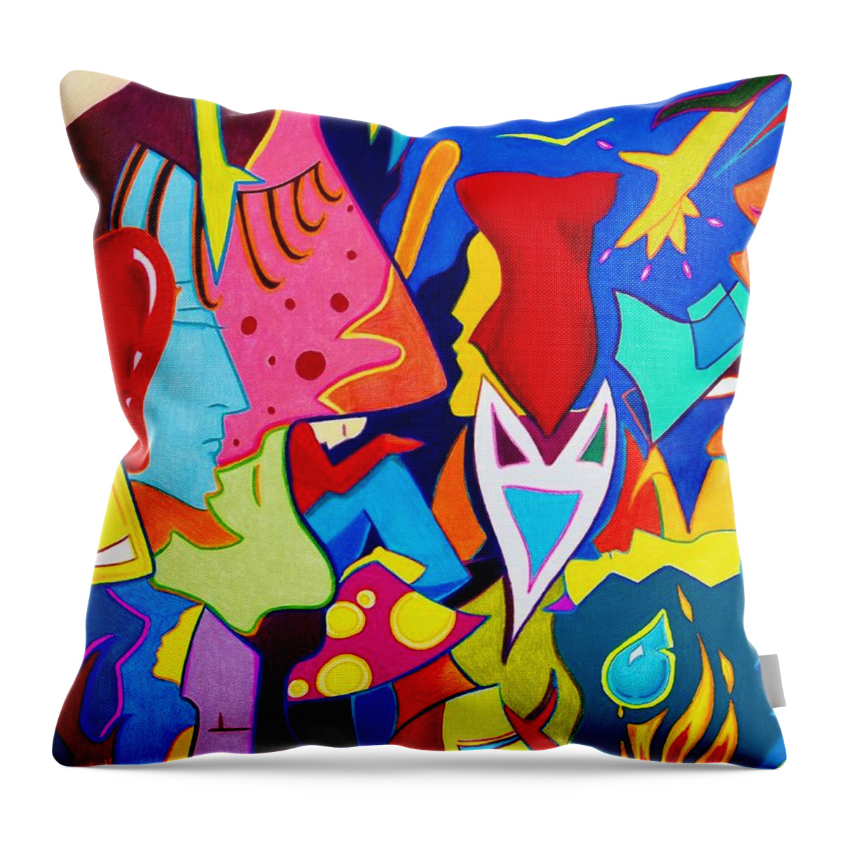 Abstract Throw Pillow featuring the drawing Controlled Chaos by Danielle R T Haney