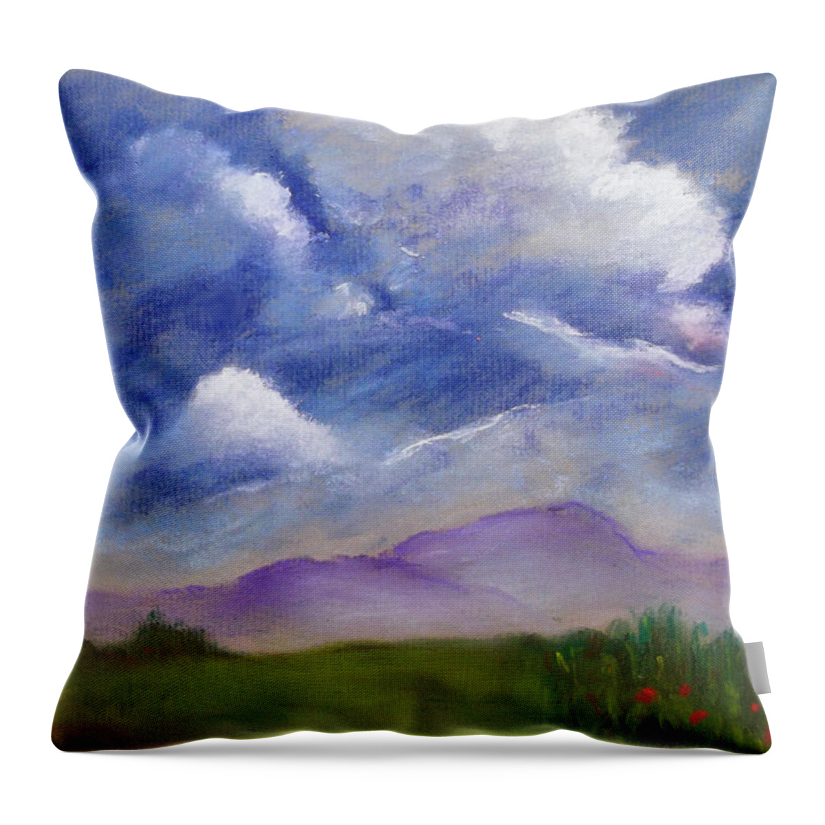 Clouds Throw Pillow featuring the pastel Conversing by Gloria Dietz-Kiebron
